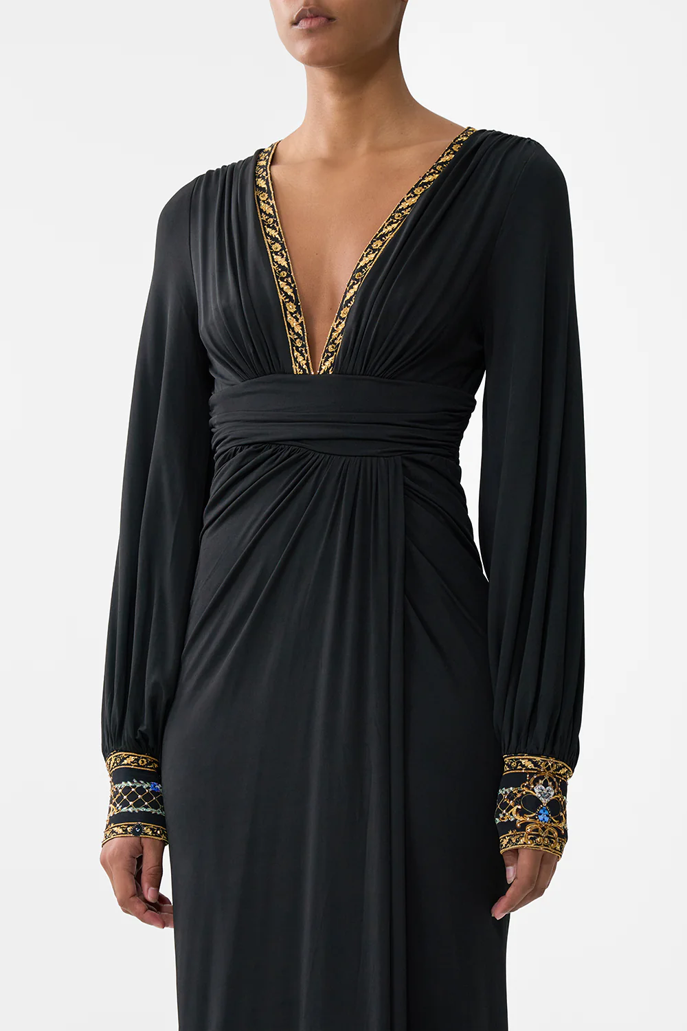 WAISTED DRAPED JERSEY DRESS OTTOMAN ELEGANCE - Image 5