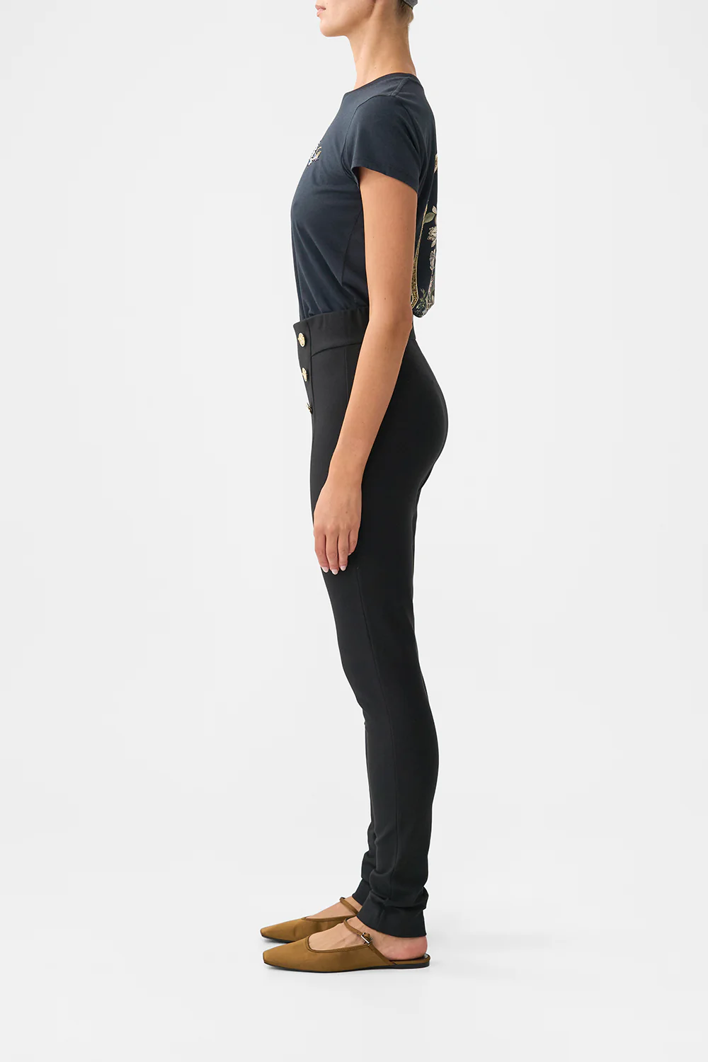 BUTTON EMBELLISHED PONTE PANT OTTOMAN ELEGANCE - Image 4