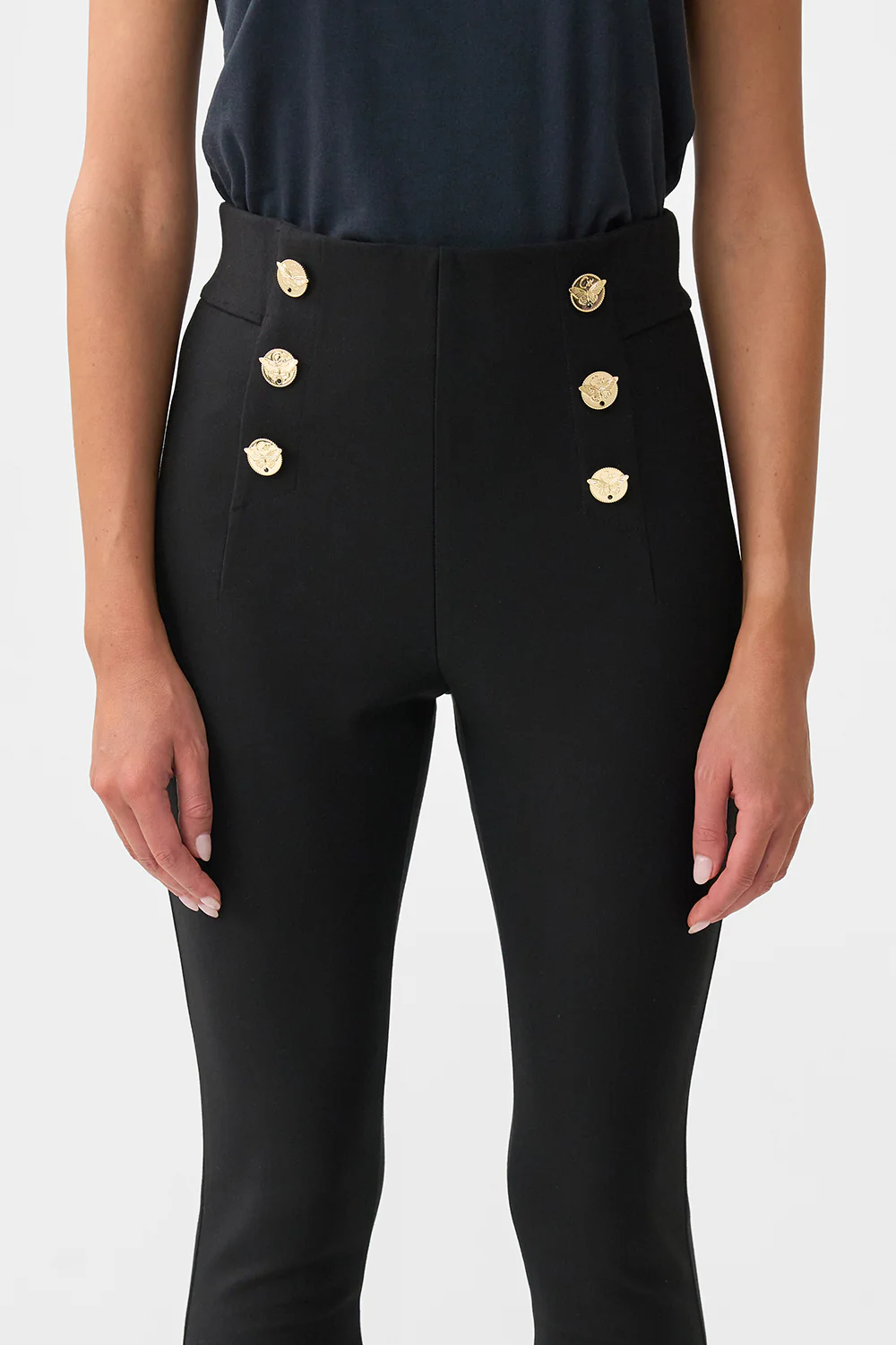 BUTTON EMBELLISHED PONTE PANT OTTOMAN ELEGANCE - Image 5