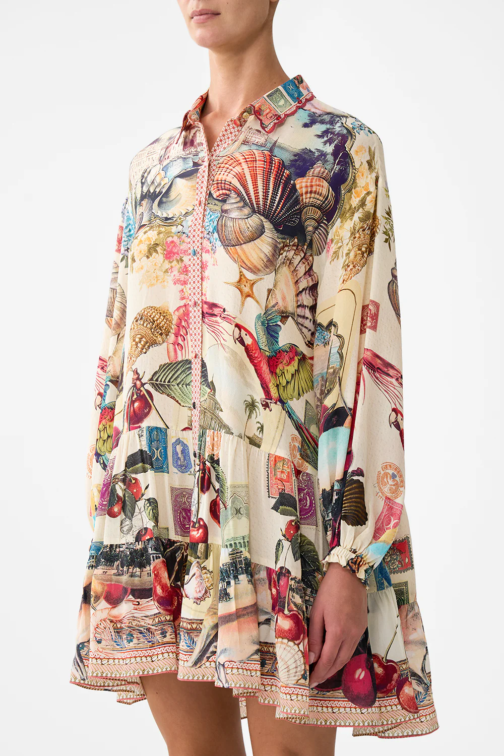 LONG SLEEVE TIERED SHORT DRESS NOTES FROM THE ROAD - Image 4