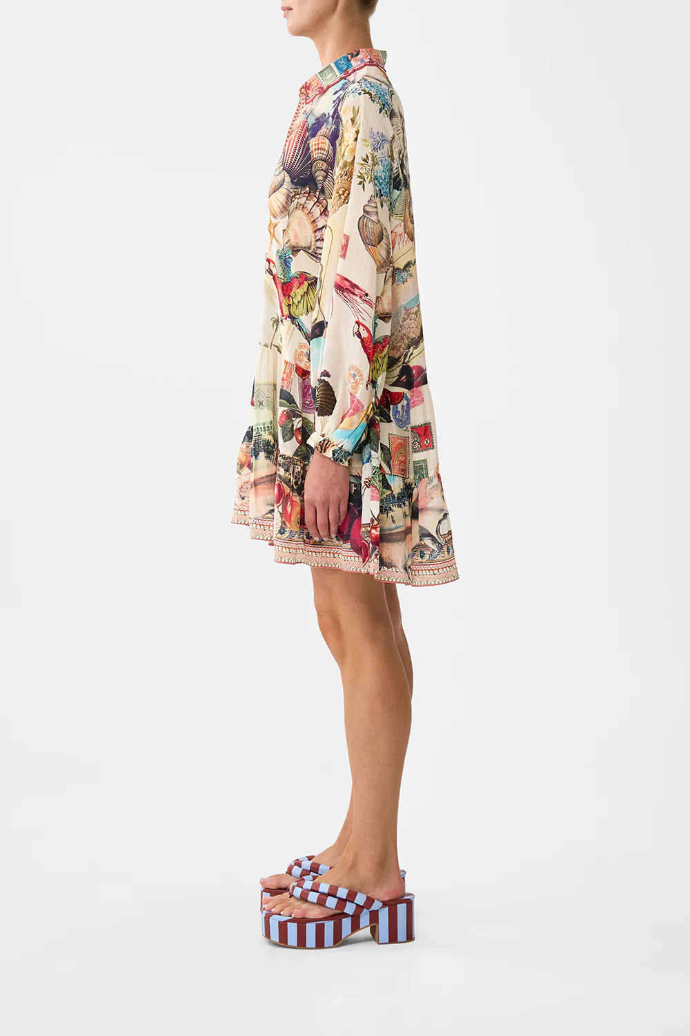 LONG SLEEVE TIERED SHORT DRESS NOTES FROM THE ROAD - Image 5