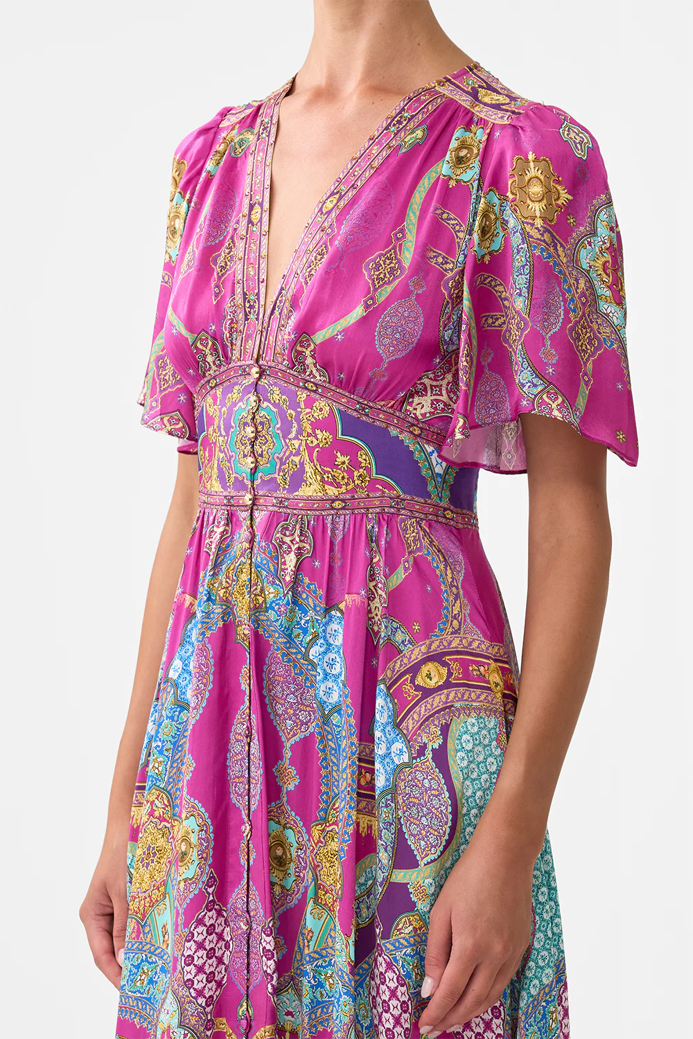SHAPED WAISTBAND DRESS WITH FLUTTER SLEEVES CONCUBINES, SULTANS & COURTIERS - Image 5