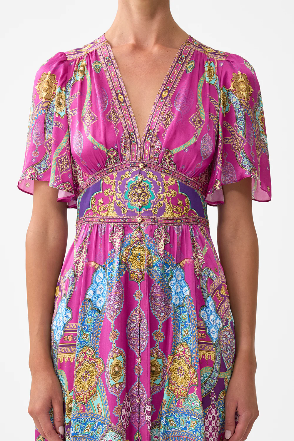 SHAPED WAISTBAND DRESS WITH FLUTTER SLEEVES CONCUBINES, SULTANS & COURTIERS - Image 6