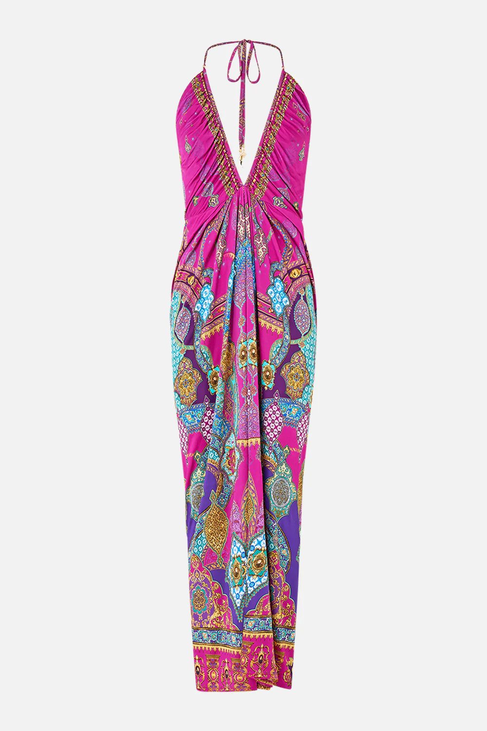 V NECK GATHERED JERSEY DRESS CONCUBINES, SULTANS & COURTIERS - Image 3