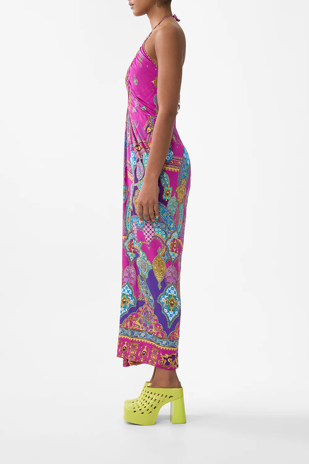 V NECK GATHERED JERSEY DRESS CONCUBINES, SULTANS & COURTIERS - Image 4