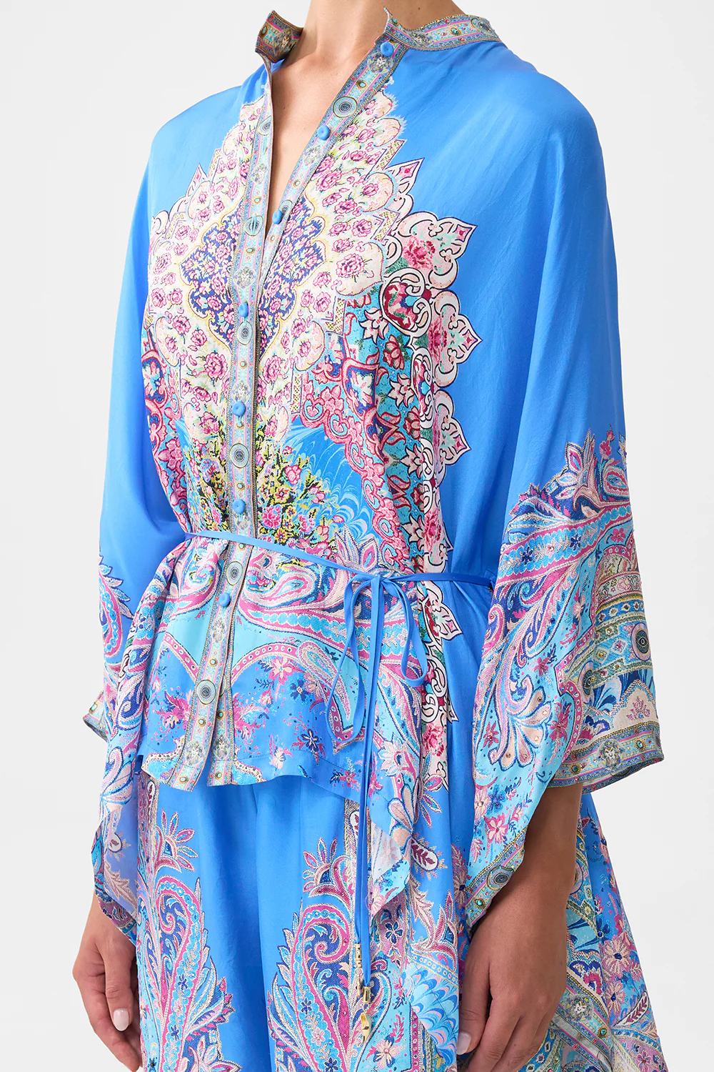 BUTTON THROUGH SCARF BLOUSE FOOTSTEPS IN FOLKLORE - Image 5