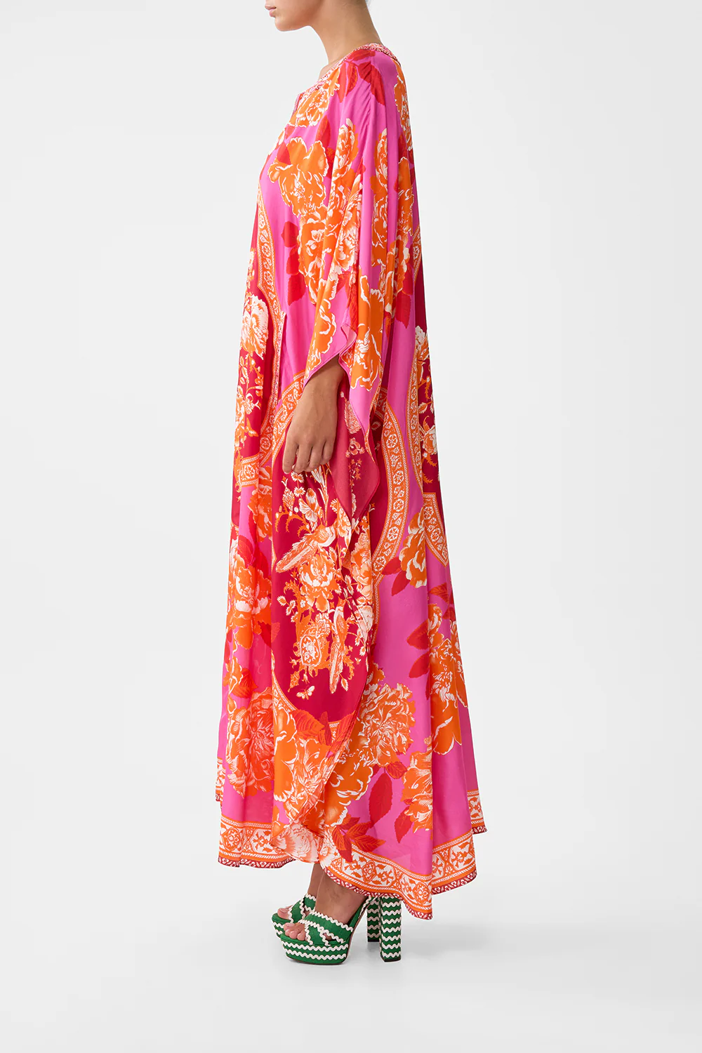 V NECK KAFTAN WITH FRONT WELT POCKETS TILES OF TÜRKIYE - Image 4