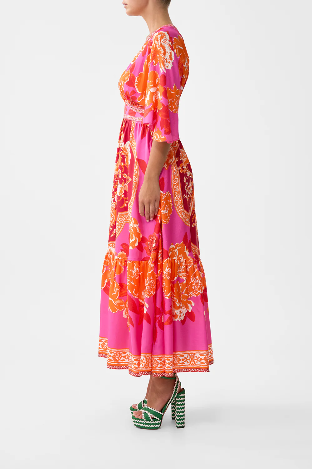 WAISTED DRESS WITH HEM RUFFLE TILES OF TÜRKIYE - Image 4