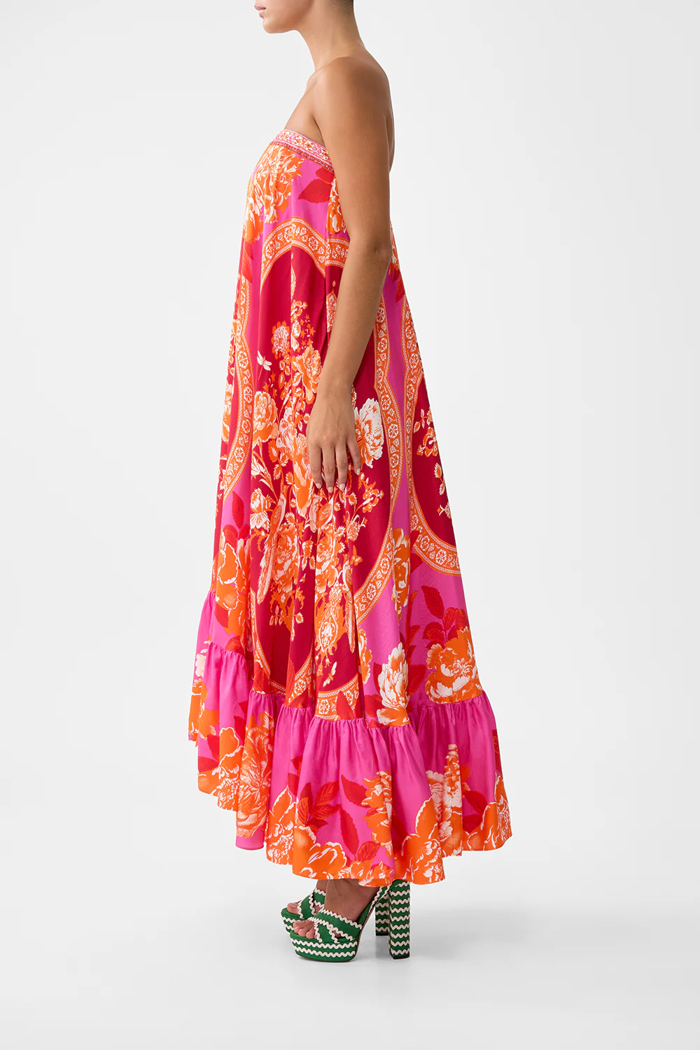 STRAPLESS MAXI WITH RUFFLE HEM TILES OF TÜRKIYE - Image 4