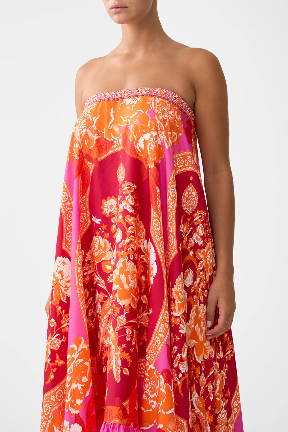 STRAPLESS MAXI WITH RUFFLE HEM TILES OF TÜRKIYE - Image 5