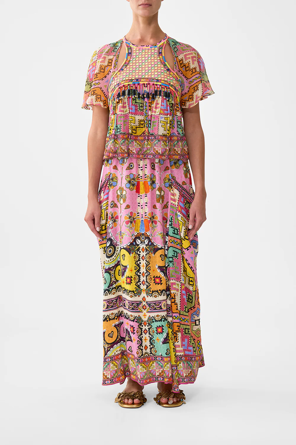 CUT-OUT HARNESS TOP PATCHWORK PANORAMA