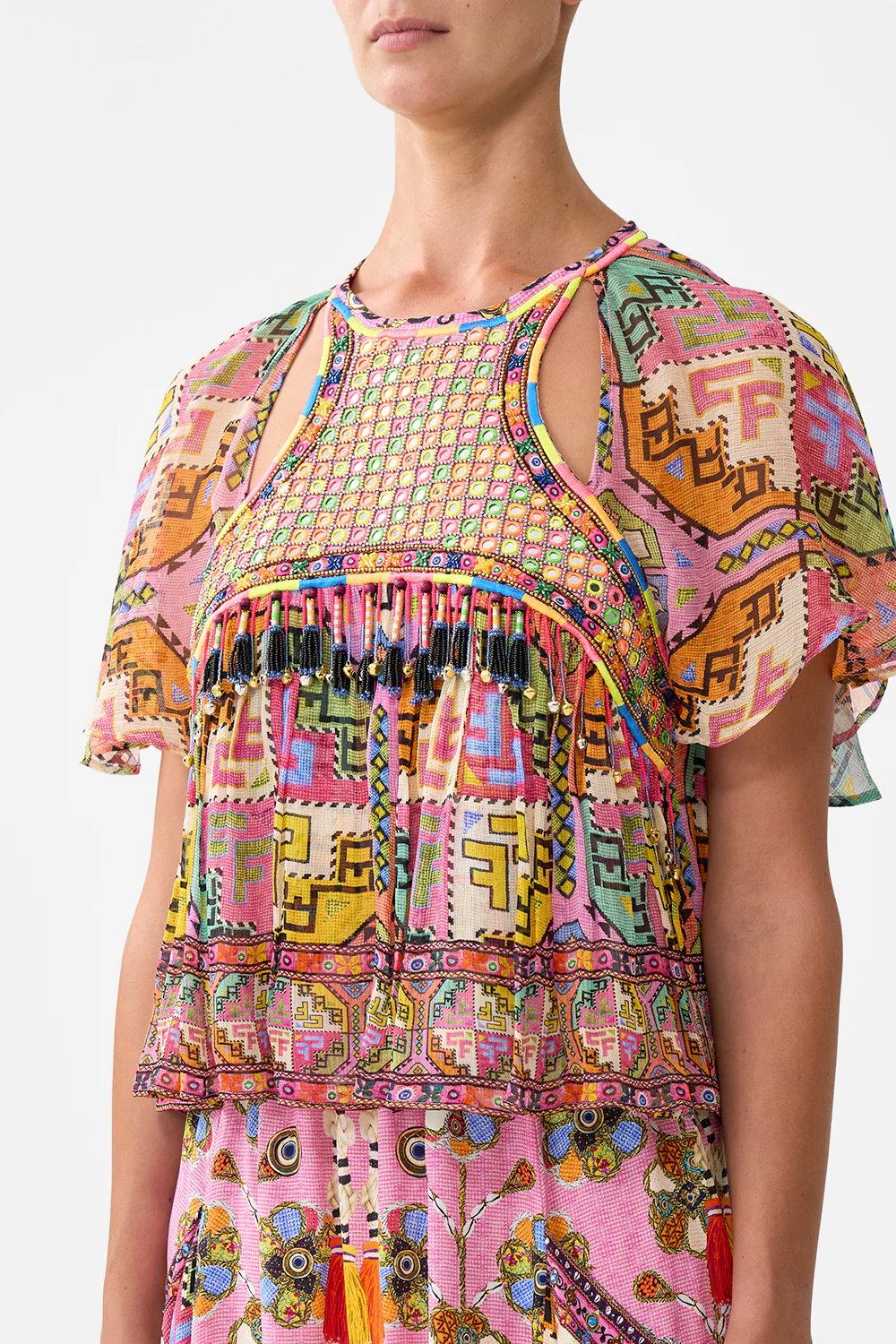 CUT-OUT HARNESS TOP PATCHWORK PANORAMA - Image 5