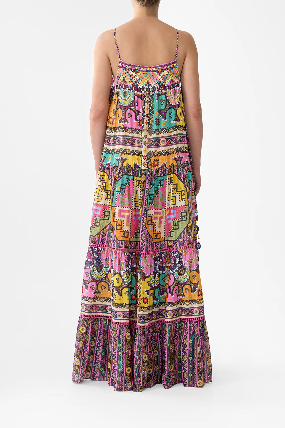 LONG TIERED DRESS WITH BOW TIES PATCHWORK PANORAMA - Image 2