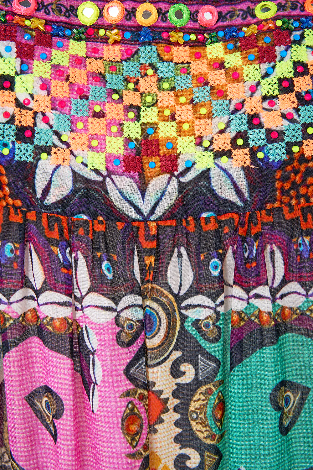 LONG TIERED DRESS WITH BOW TIES PATCHWORK PANORAMA - Image 8
