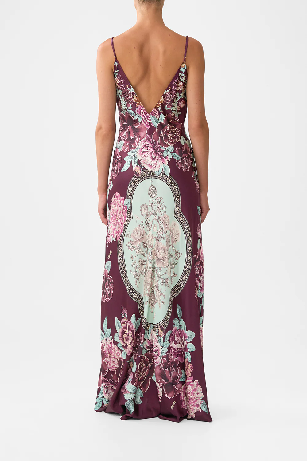 V-NECK LONG BIAS SLIP DRESS WITH TRAIN IF THESE TILES COULD TALK - Image 2