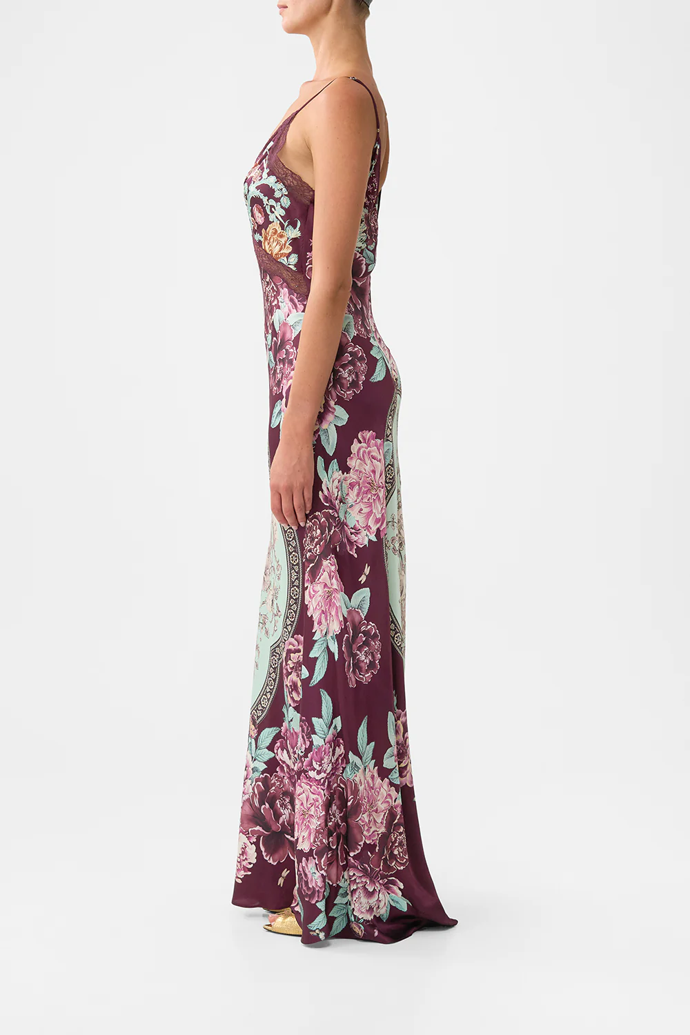 V-NECK LONG BIAS SLIP DRESS WITH TRAIN IF THESE TILES COULD TALK - Image 5