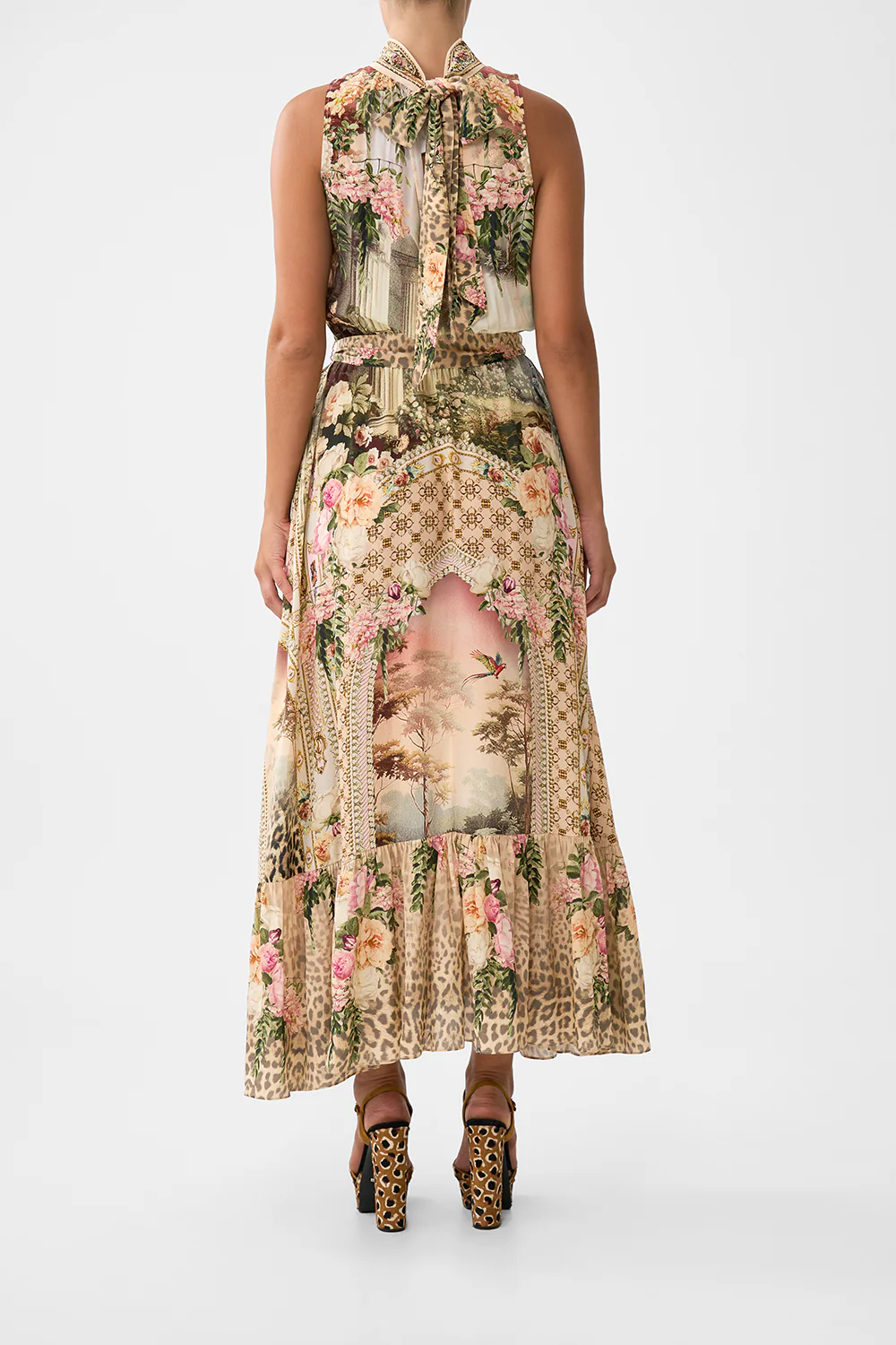 NECKTIE DRESS WITH ELASTICATED WAIST WATERCOLOUR WONDERLAND - Image 2