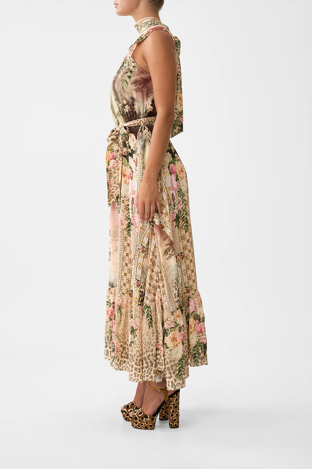 NECKTIE DRESS WITH ELASTICATED WAIST WATERCOLOUR WONDERLAND - Image 4