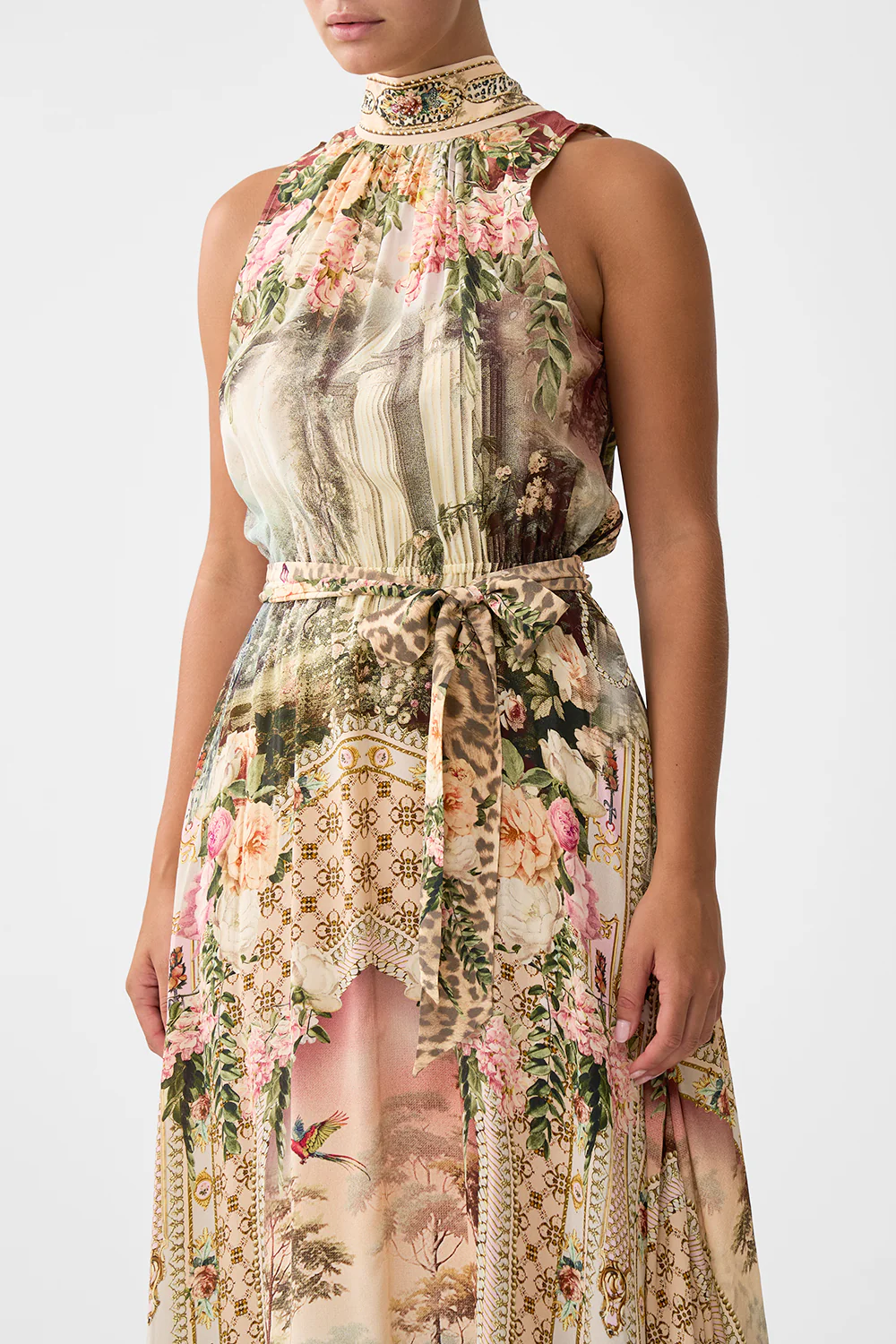 NECKTIE DRESS WITH ELASTICATED WAIST WATERCOLOUR WONDERLAND - Image 5