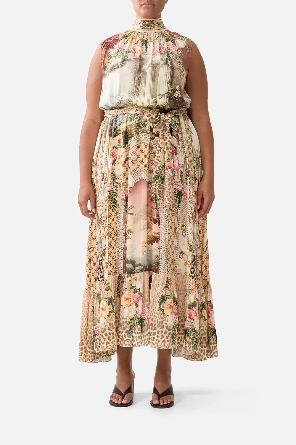 NECKTIE DRESS WITH ELASTICATED WAIST WATERCOLOUR WONDERLAND - Image 9