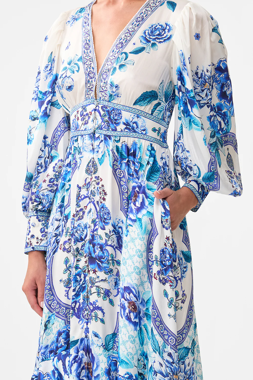 LONG BUTTON FRONT DRESS A CERAMIC GARDEN - Image 5