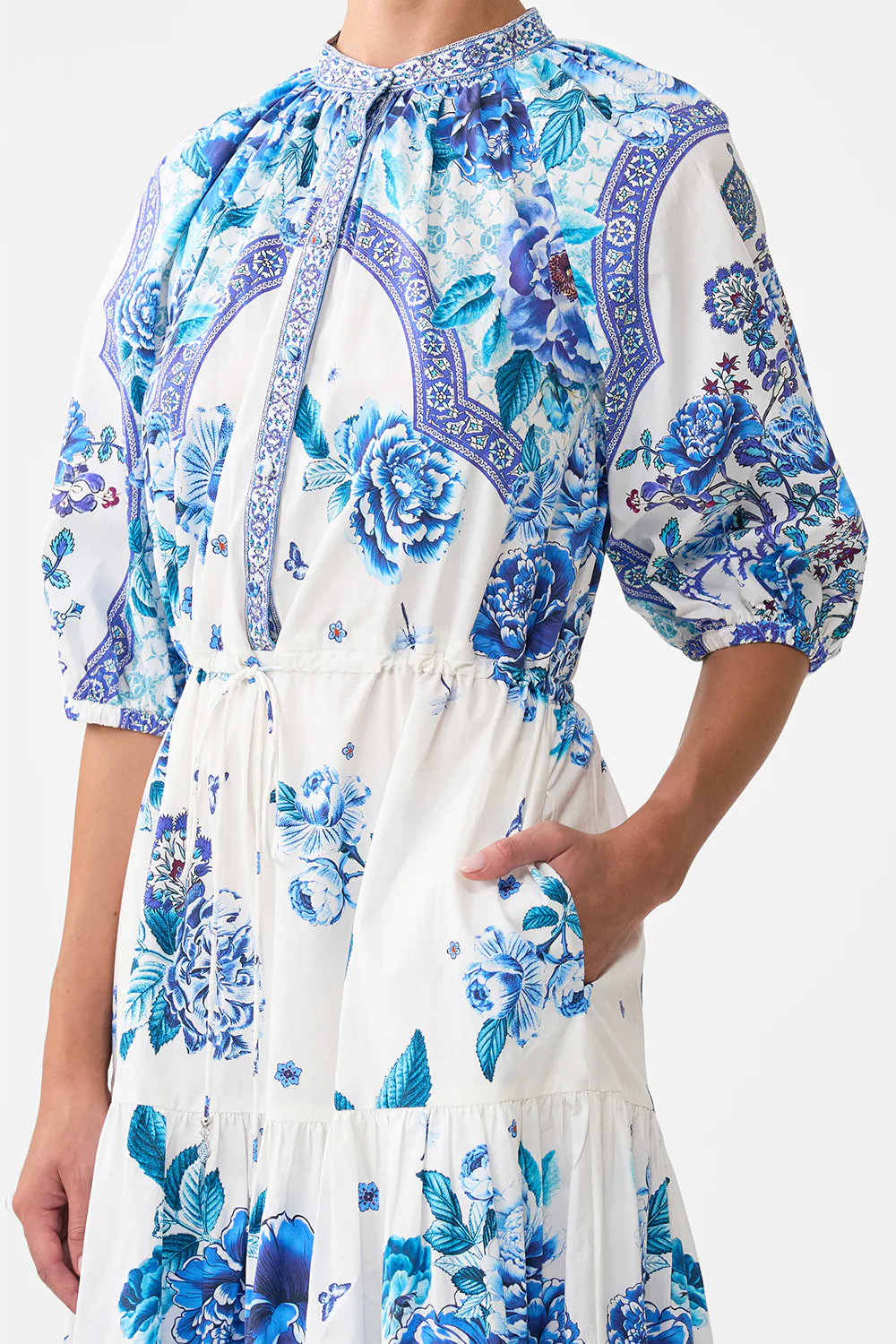 PUFF SLEEVE MIDI SHIRT DRESS A CERAMIC GARDEN - Image 5