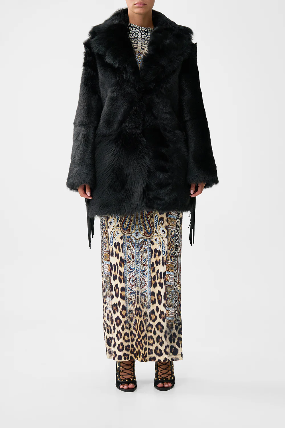 SHEARLING COAT WITH REMOVABLE FRINGING ISTANBUL ANIMALIA - Image 8