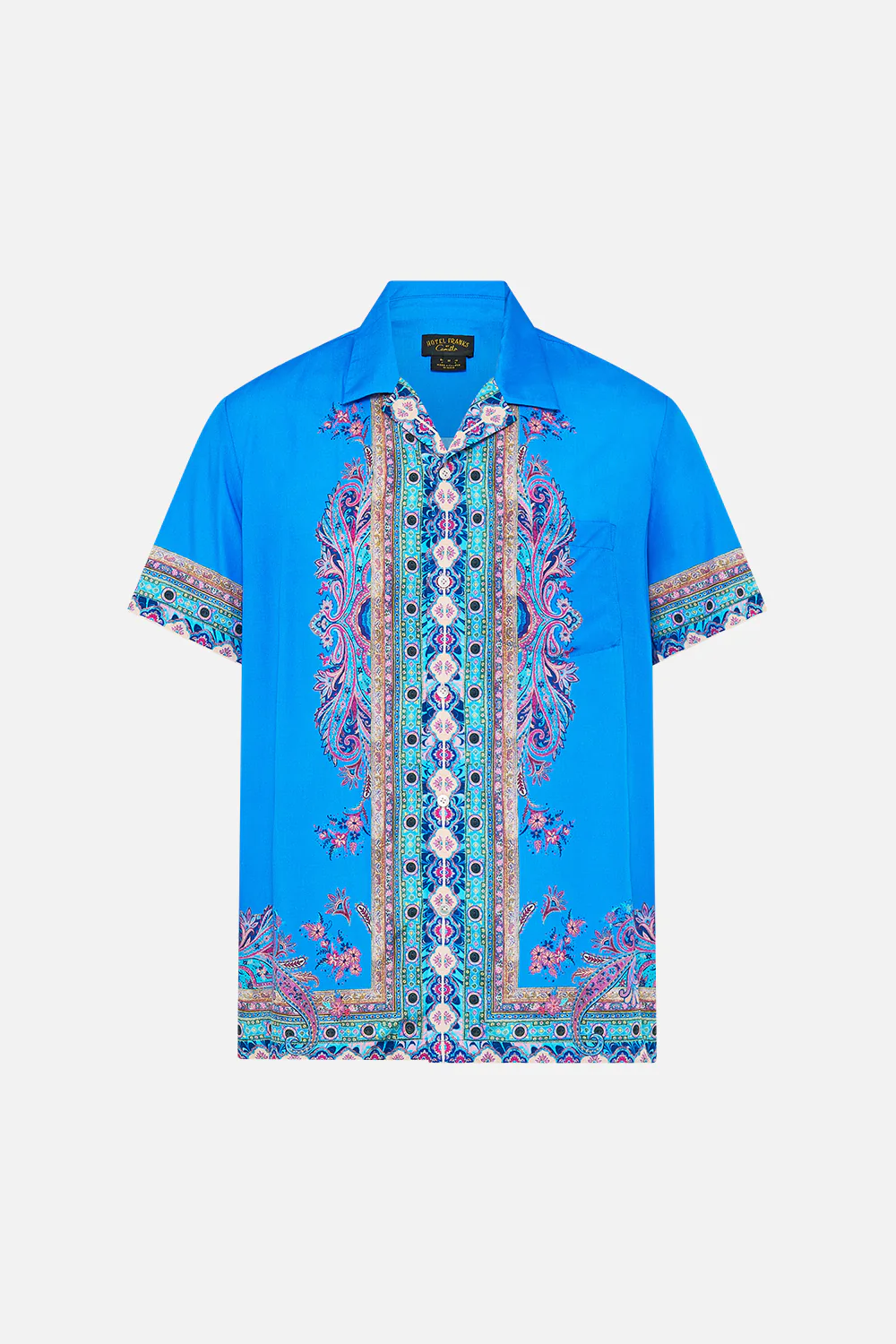 SHORT SLEEVE CAMP COLLARED SHIRT FOOTSTEPS IN FOLKLORE - Image 3