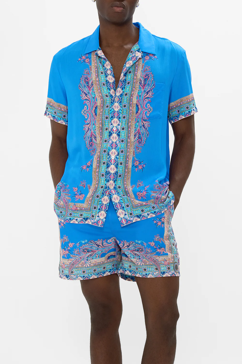 SHORT SLEEVE CAMP COLLARED SHIRT FOOTSTEPS IN FOLKLORE - Image 5