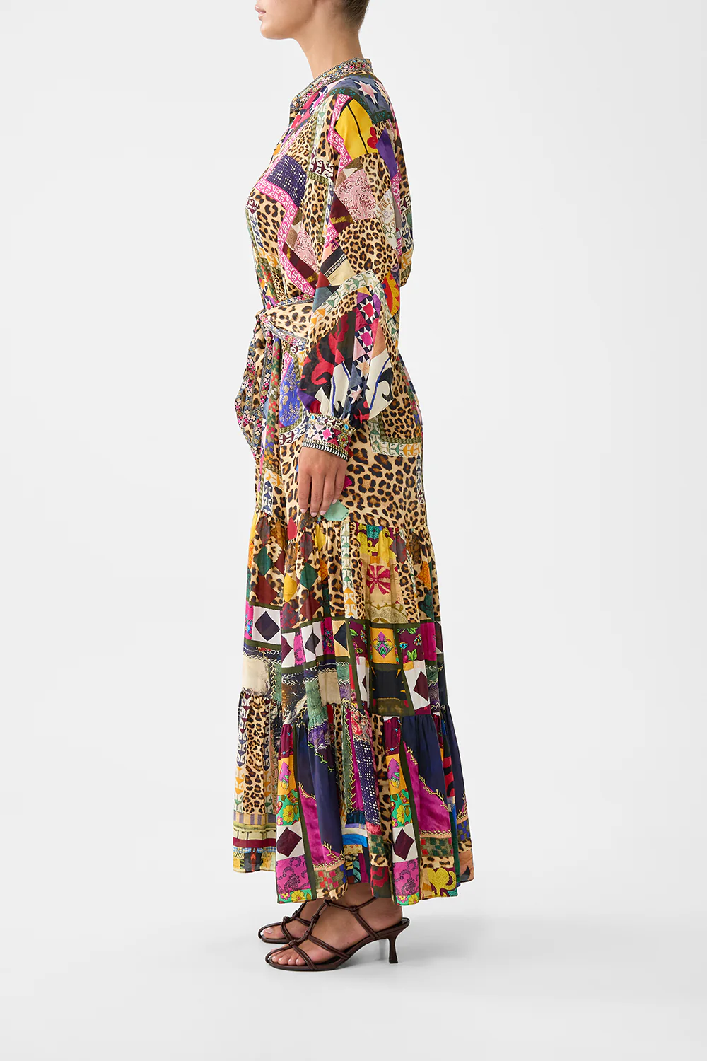 TIERED SHIRTDRESS WITH WIDE WAIST TIE EMBROIDERED EVER AFTER - Image 3