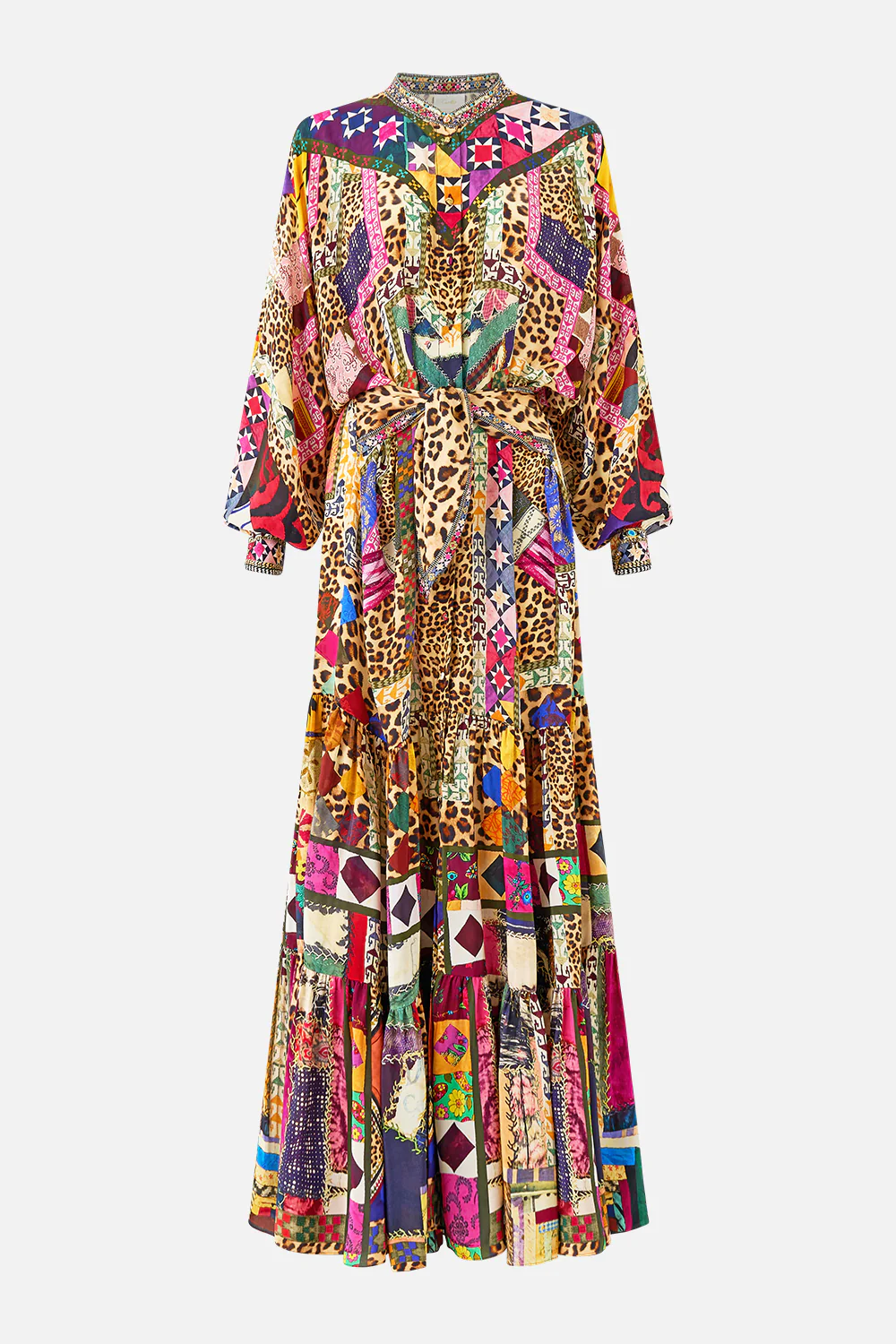 TIERED SHIRTDRESS WITH WIDE WAIST TIE EMBROIDERED EVER AFTER - Image 4