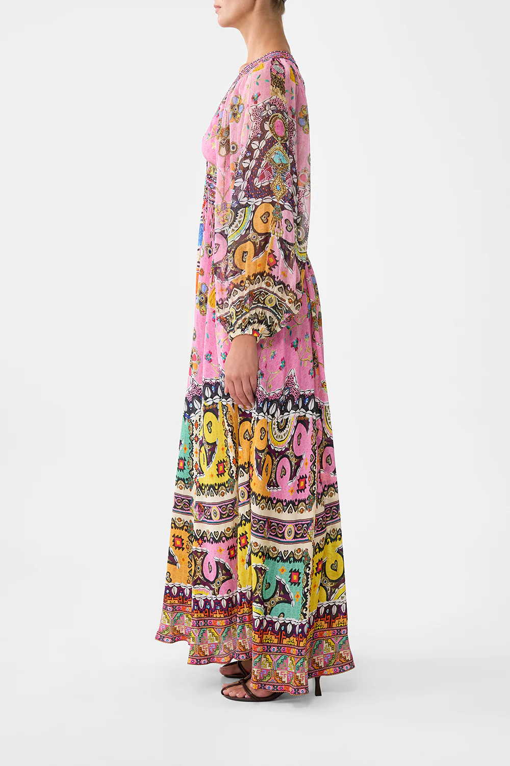 LACE UP FRONT LONG DRESS PATCHWORK PANORAMA - Image 3