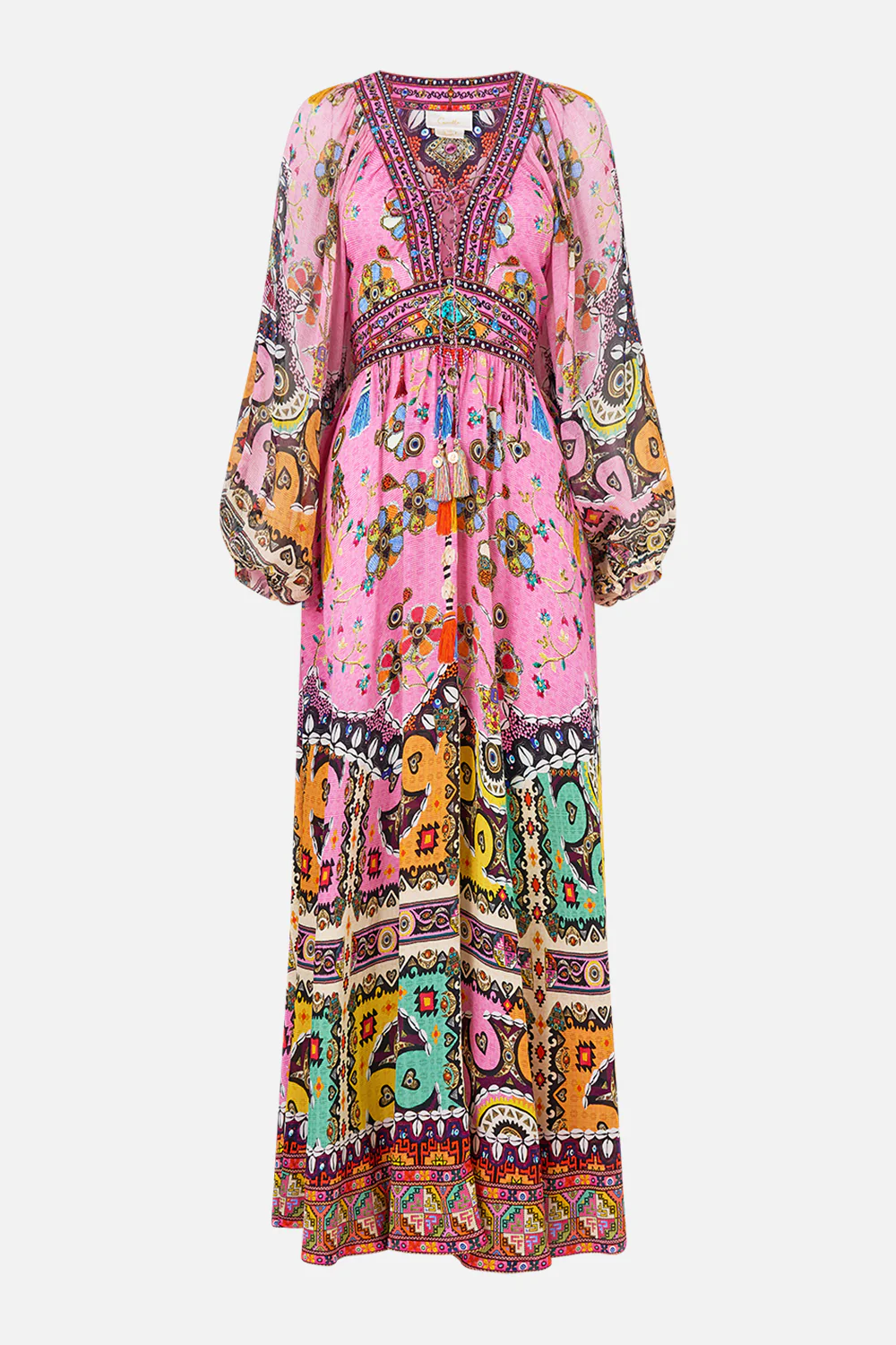 LACE UP FRONT LONG DRESS PATCHWORK PANORAMA - Image 4