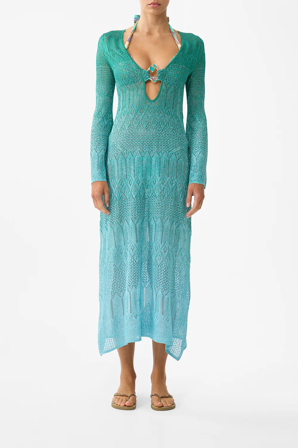 HARDWARE DETAIL PLUNGE KNIT DRESS THE CONCUBINES CORRIDOR