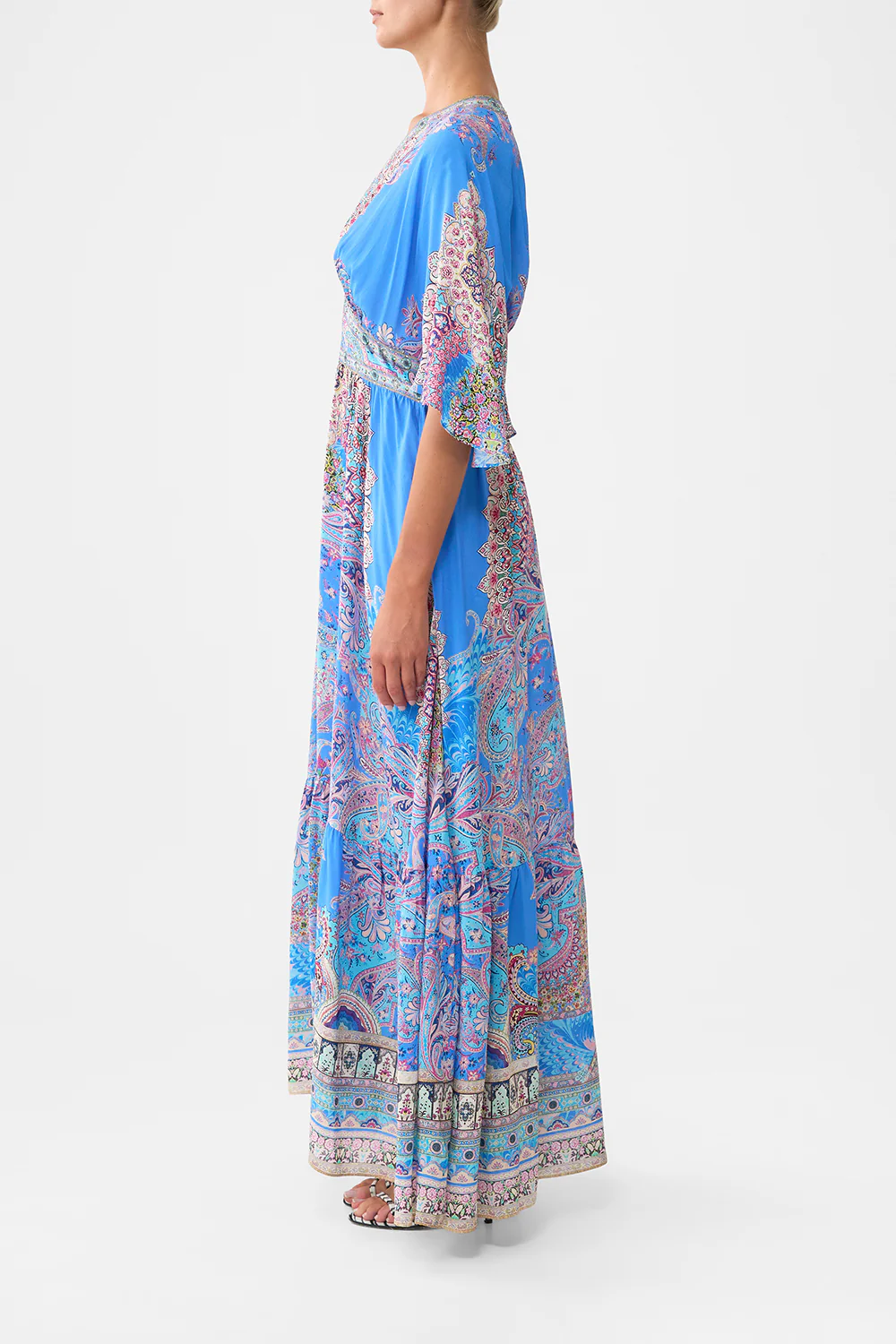 WAISTED DRESS WITH HEM RUFFLE FOOTSTEPS IN FOLKLORE - Image 4