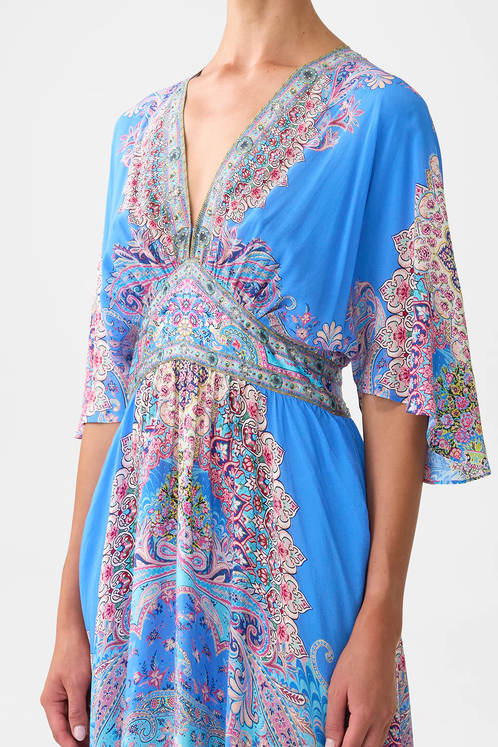 WAISTED DRESS WITH HEM RUFFLE FOOTSTEPS IN FOLKLORE - Image 5