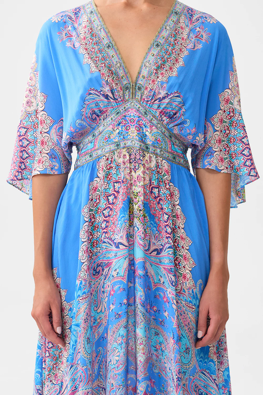 WAISTED DRESS WITH HEM RUFFLE FOOTSTEPS IN FOLKLORE - Image 6