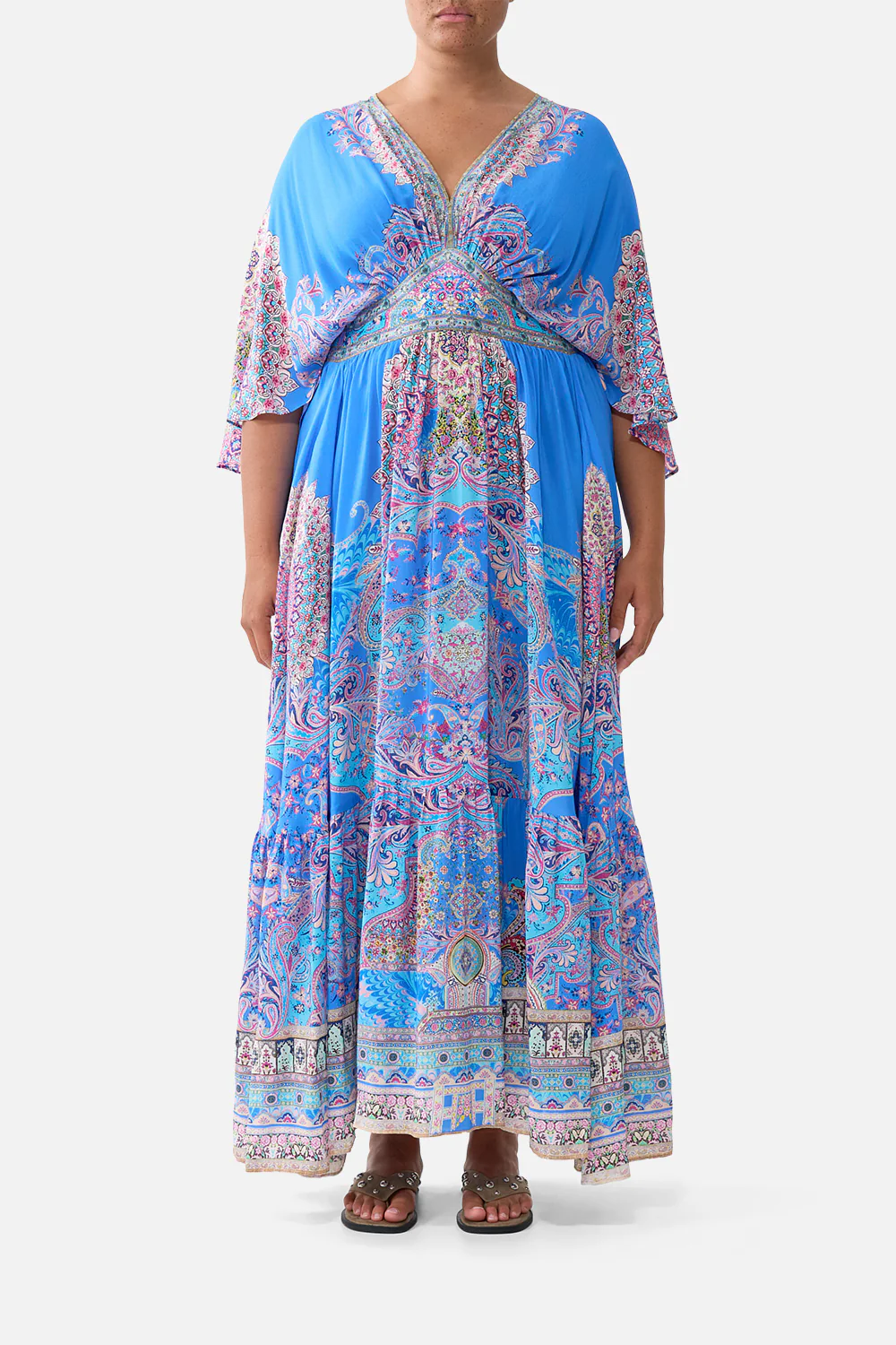 WAISTED DRESS WITH HEM RUFFLE FOOTSTEPS IN FOLKLORE - Image 8