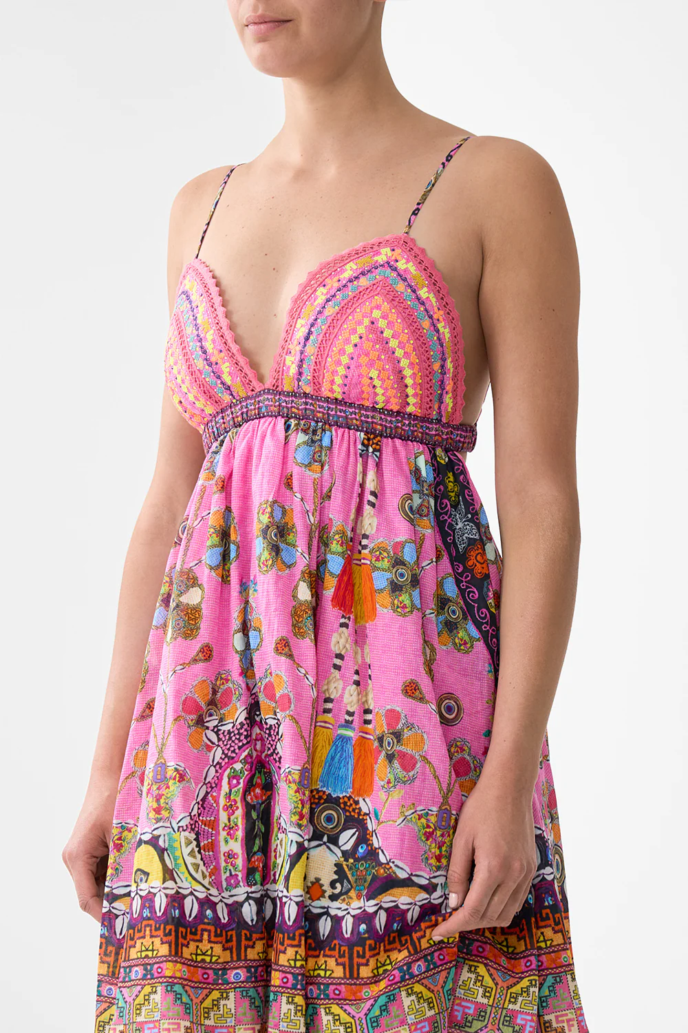 BRALETTE DETAIL SHORT DRESS PATCHWORK PANORAMA - Image 5