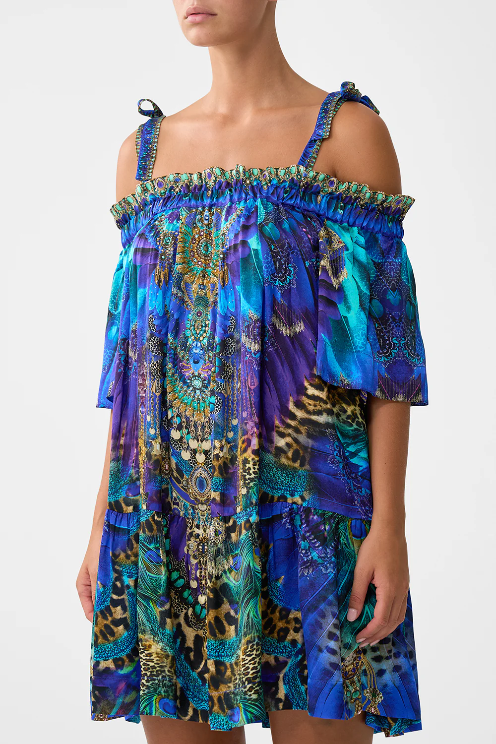 OFF SHOULDER FRILL DRESS WITH STRAPS COSMIC ZOOLOGY - Image 5