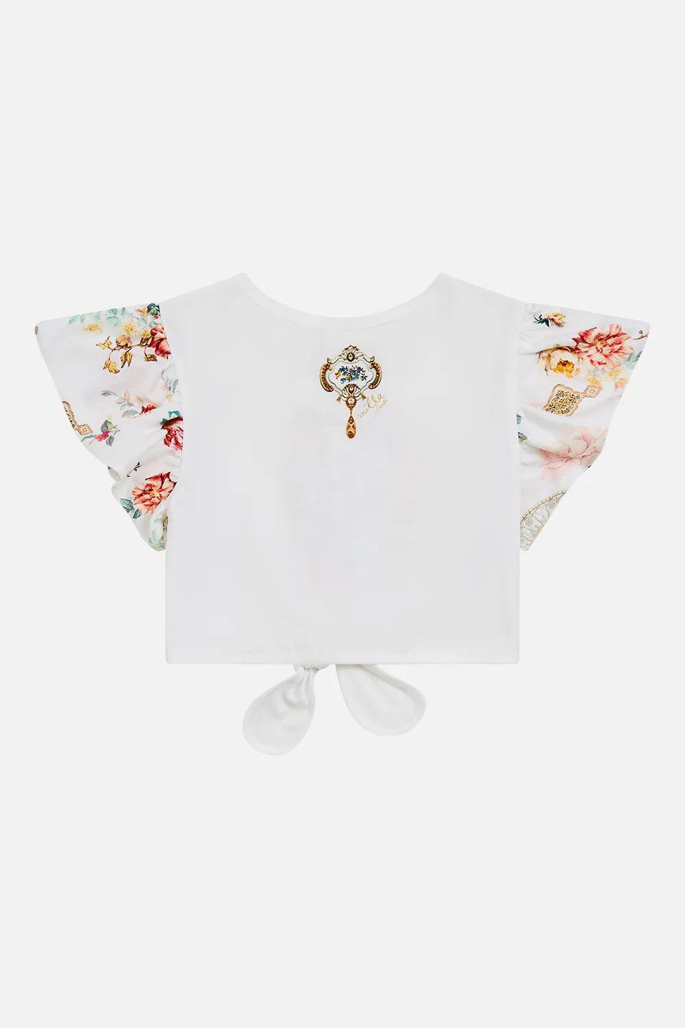 KIDS TIE FRONT CROP TEE WITH FRILL SLEEVE OTTOMAN DYNASTY - Image 2