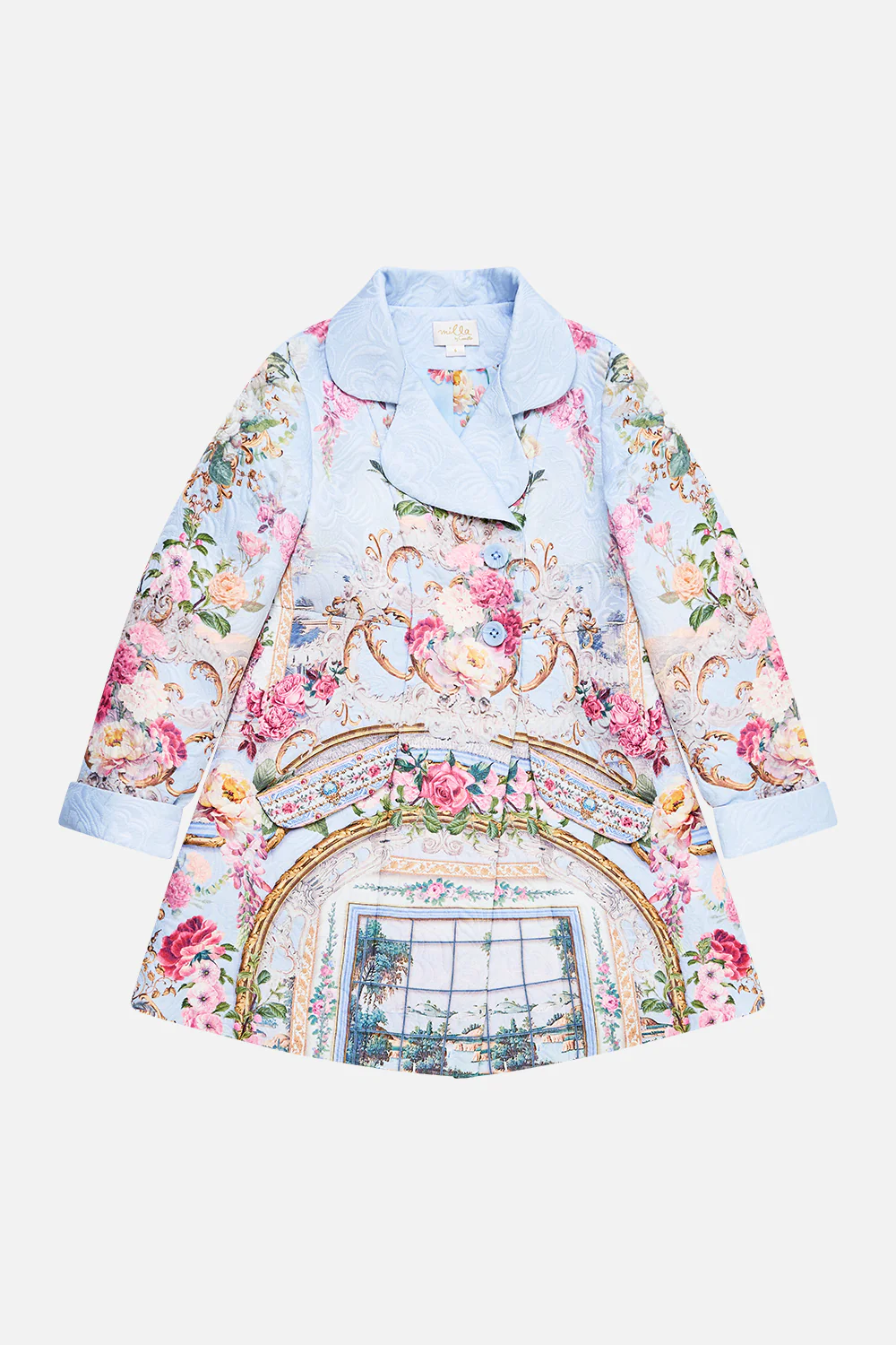 KIDS SINGLE BREASTED JACQUARD COAT TILED IN TIME