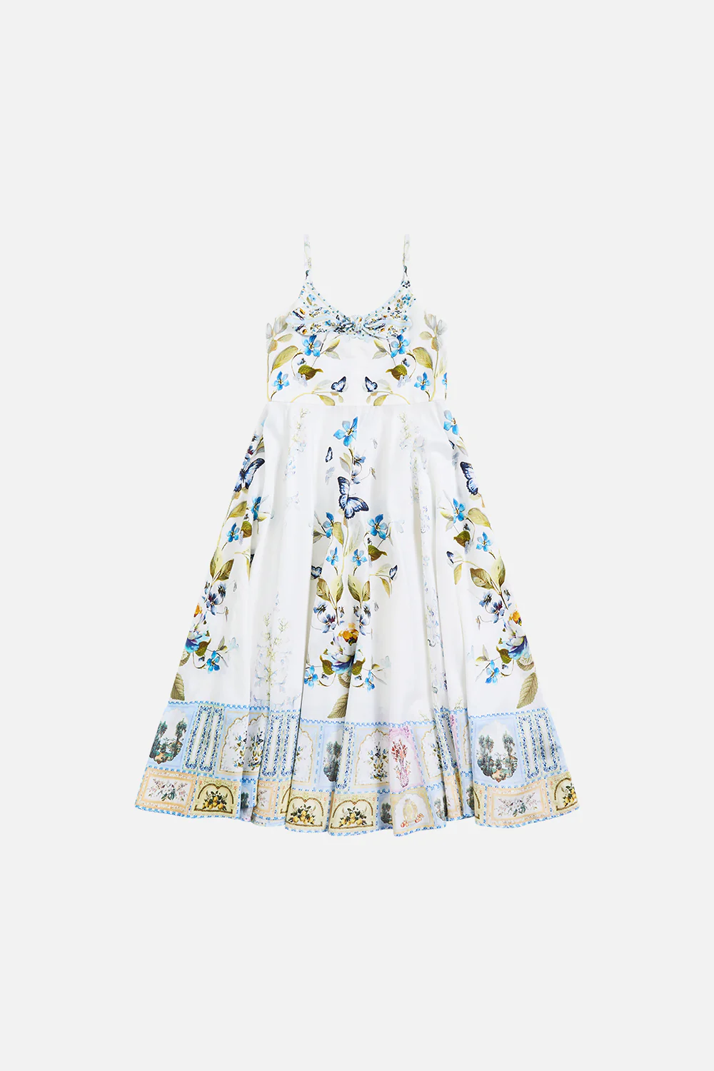 KIDS STRAPPY MAXI DRESS WITH TIE FRONT BOTANICAL BALLADS