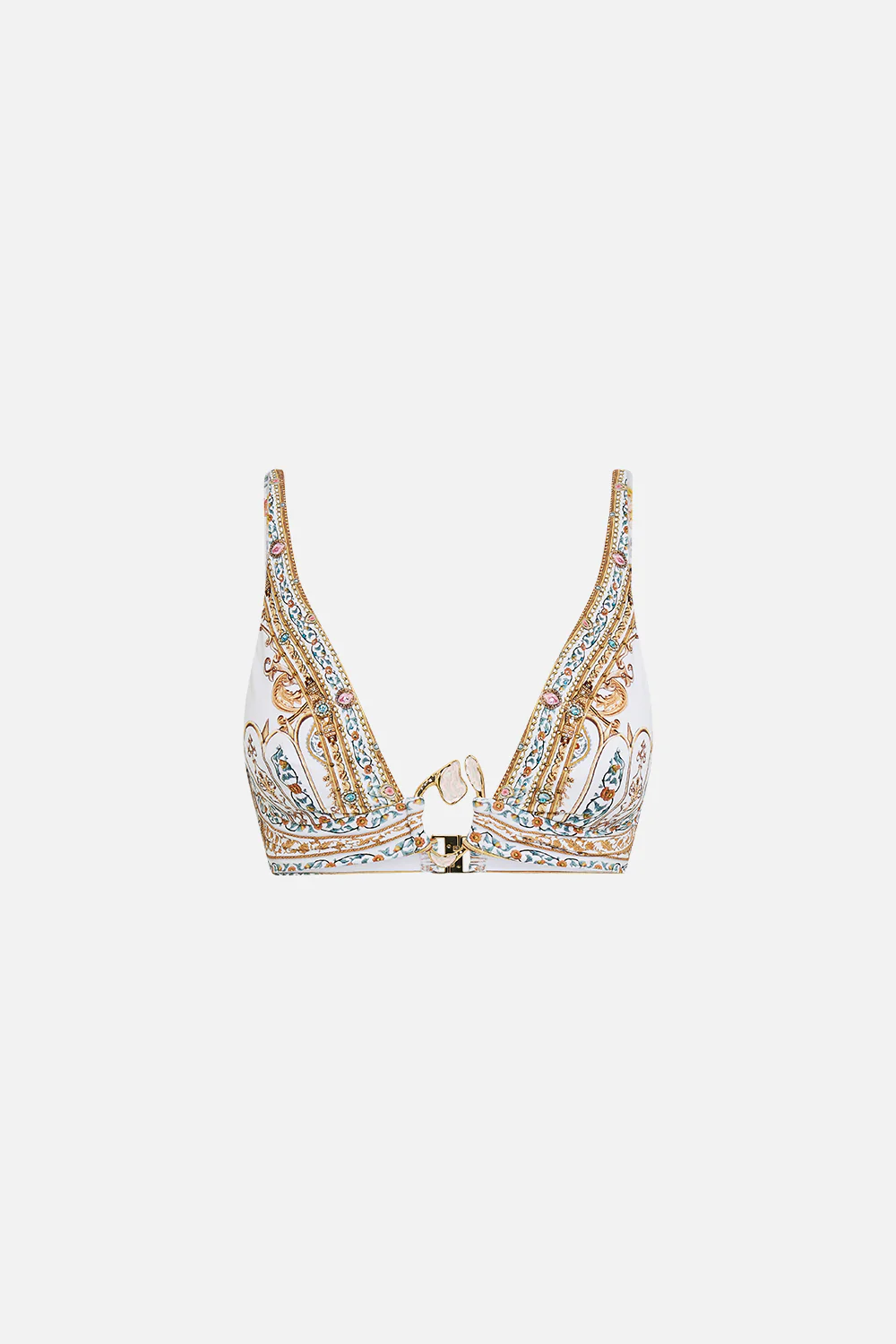 PLEATED HIGH TRIANGLE BIKINI TOP WITH FRONT TRIM OTTOMAN DYNASTY - Image 3