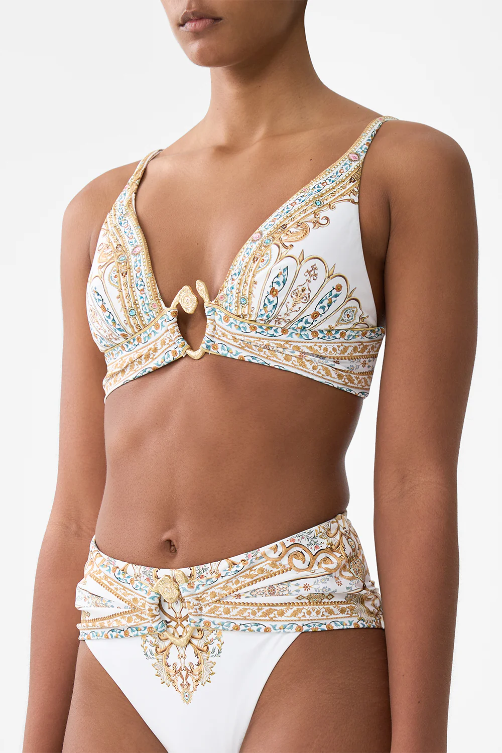 PLEATED HIGH TRIANGLE BIKINI TOP WITH FRONT TRIM OTTOMAN DYNASTY - Image 5