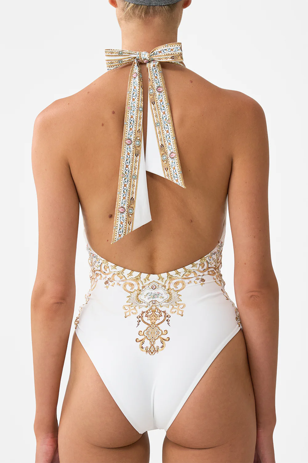 PLUNGE HALTER ONE PIECE WITH PLEATED WAIST TRIM OTTOMAN DYNASTY - Image 6