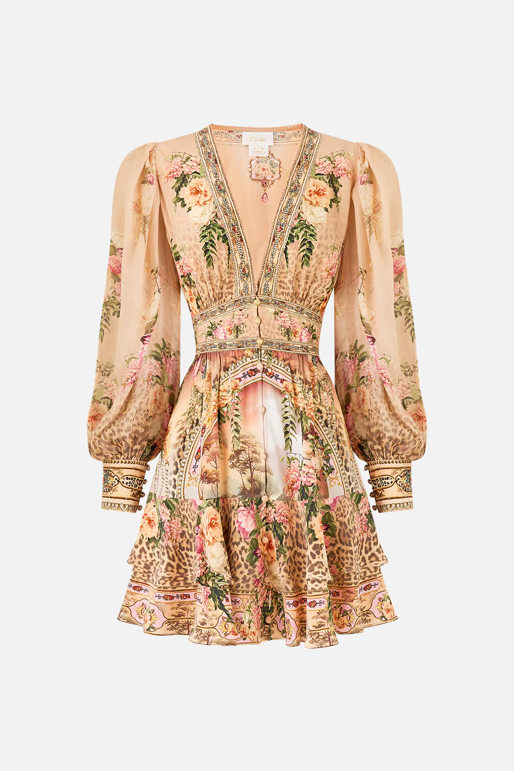 BUTTON FRONT FRILL DRESS WATERCOLOUR WONDERLAND - Image 3
