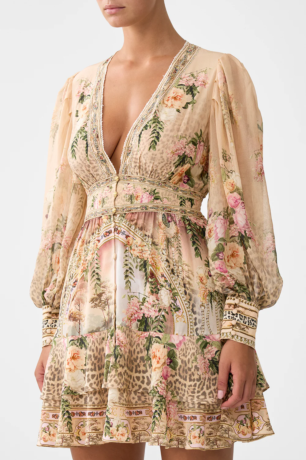 BUTTON FRONT FRILL DRESS WATERCOLOUR WONDERLAND - Image 5