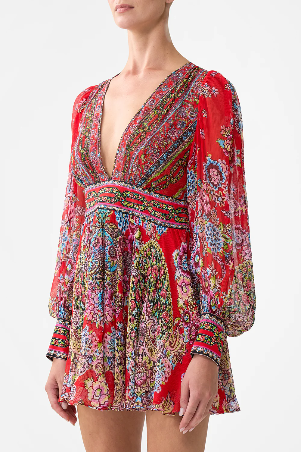 SHORT DRESS WITH BLOUSON SLEEVE ARTISANS OF ANATOLIA - Image 5
