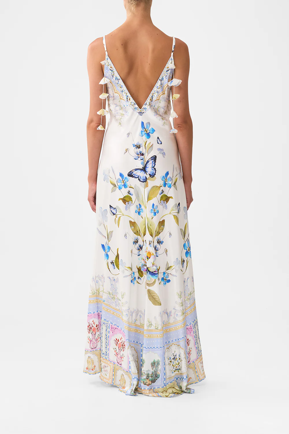 V-NECK LONG BIAS SLIP DRESS WITH TRAIN BOTANICAL BALLADS - Image 2